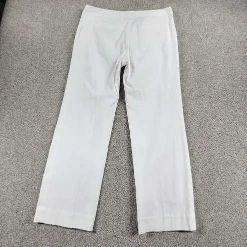 Brooks Brothers 346 Womens Stretch Pants 12 White Wide Leg Flat Front Textured