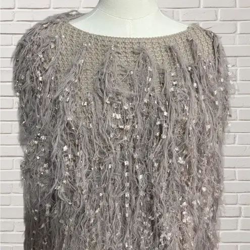 Willow Root Fringe Shag Sweater Taupe Eyelash Yarn Oversized Textured Boho Top Size undefined - Image 3