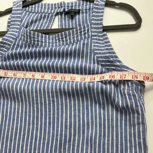 For Cynthia Linen Blend Blue White Stripe Dress Size Large