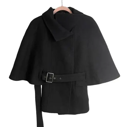 Andrew Marc  Marc New York Black Aerial Cape Wool Coat