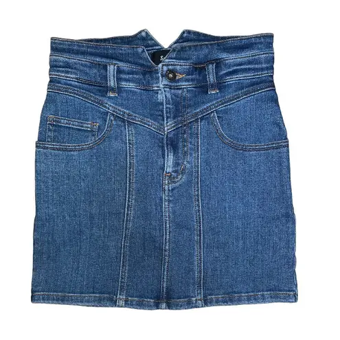 Bardot Spliced Seam Denim Mini Skirt