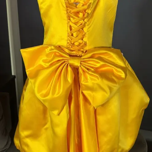 Short Yellow Strapless Homecoming Prom Dress Corset Back Bow Puffy Skirt Size M Yellow Size M