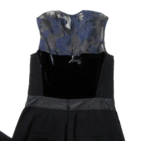 Rebecca Taylor NWT Velvet & Organza Floral Jumpsuit in Dark Violet Black 2 $525