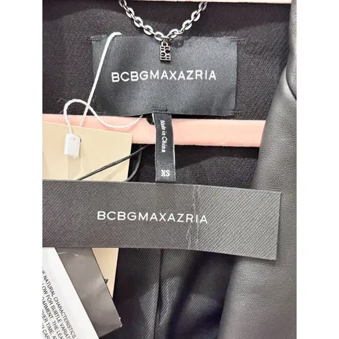 NWT BCBGMAXAZRIA Peak Lapel Single Breasted Trench Coat Jacket Black Women's XS