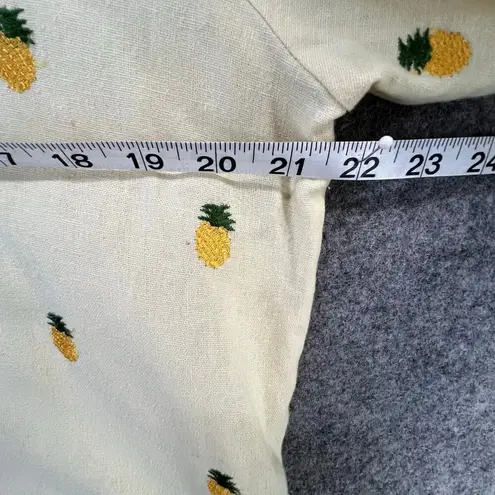 Vintage Charles Keath Tunic Top Womens L Yellow Linen Blend Pineapple Tropical Size L