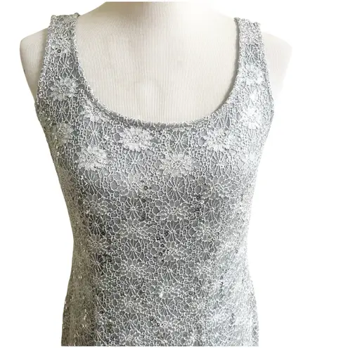 R & M Richards Vintage Sequin Maxi Dress Silver Size 8 Fairy Godmother Y2K 90’s