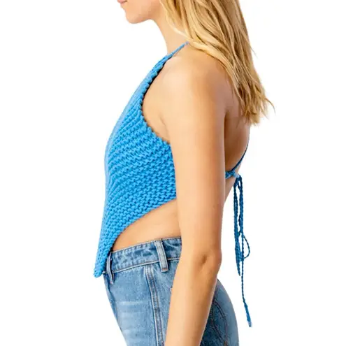 Bardot  KNITTED HALTER CROP TOP IN COBALT thumbnail 3