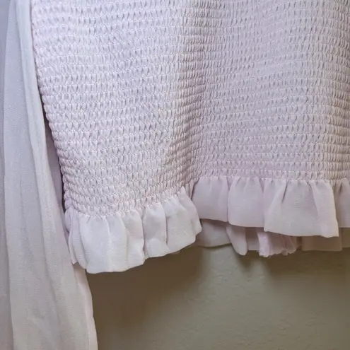 Wilfred Free Women's Long Sleeve Ruffle Smocked Top Pink Size L coquette girly