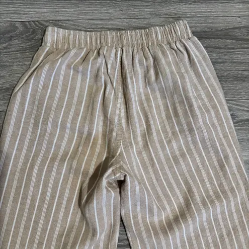 Briggs New York Briggs Women Bohemian Striped Wide Leg Lounge Pants Size S Beige Casual Comfort