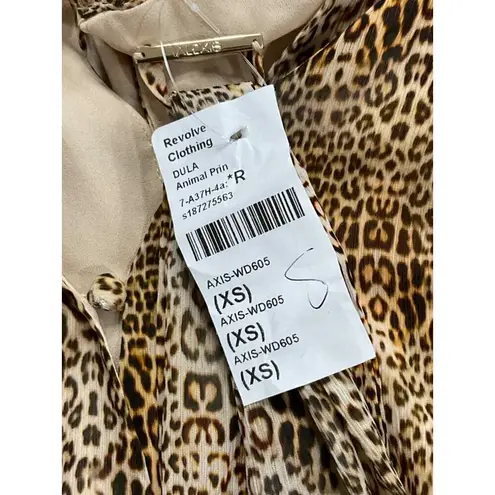 Alexis Dula Dress in Animal Print XSmall New Womens Faux Wrap Mini