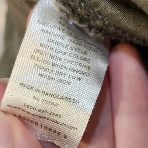 Dip Sage Green Drawstring Pull On Straight Leg Lightweight Cargo Pants Size 6