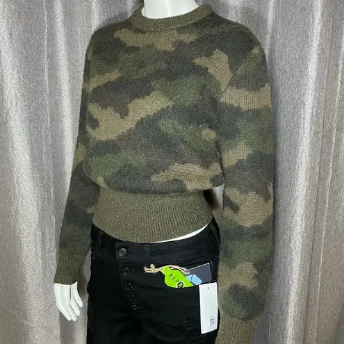 Polo Ralph Lauren Camouflage Print Crew Neck Wool Sweater XS Green