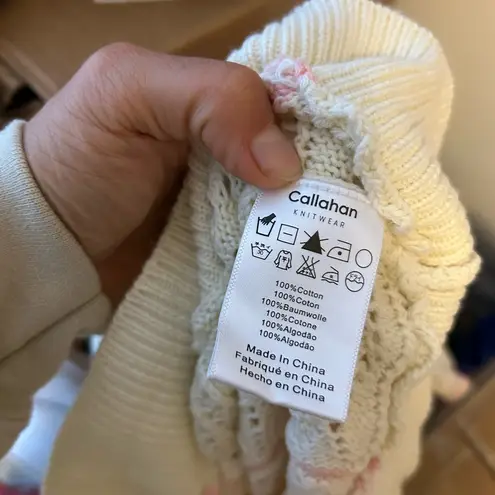 Callahan Knitwear Cream & Baby Pink Crochet Pointelle Knit Sweater Vest