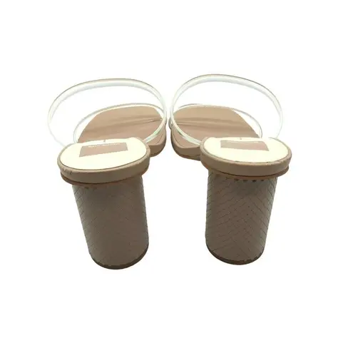 Dolce Vita Noles Sandals Heels Nude Crystal Chunky Round Heels Square Toe 9.5 Tan