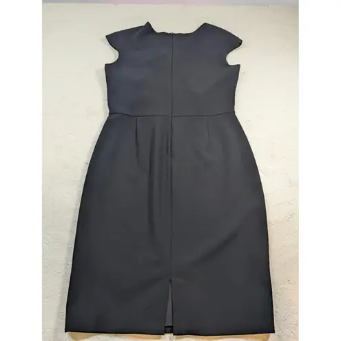 Max Mara Black Cap Sleeve 14 Sheath Dress Midi Length Made in Italy Size 14P