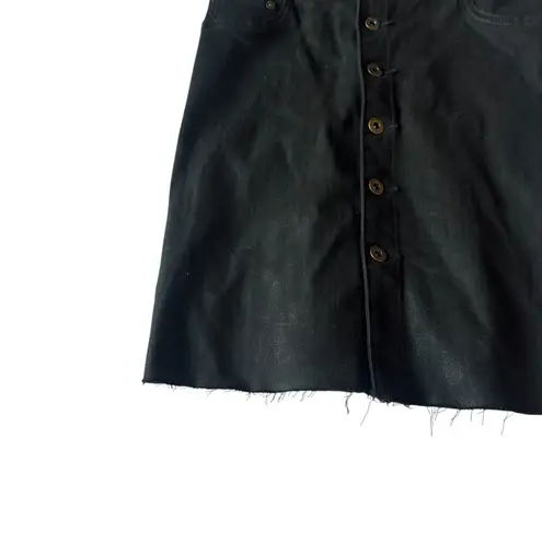 Pistola Black Waxed Denim Jumper Dress Sleeveless Button-Down Size Small Women's