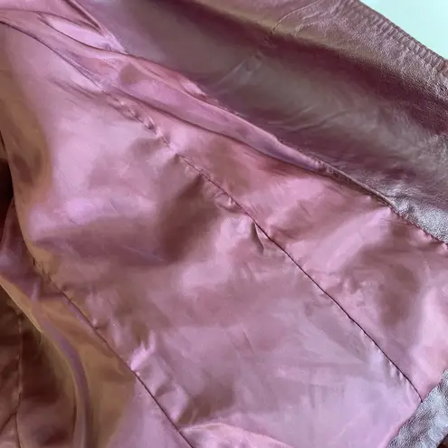 Moda Vintage International Oxblood Burgundy Red Leather Moto Jacket Size XS