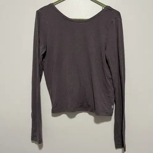 Sweaty Betty  Tranquil Yoga Open Back Long Sleeve Top in Dusty Purple XS