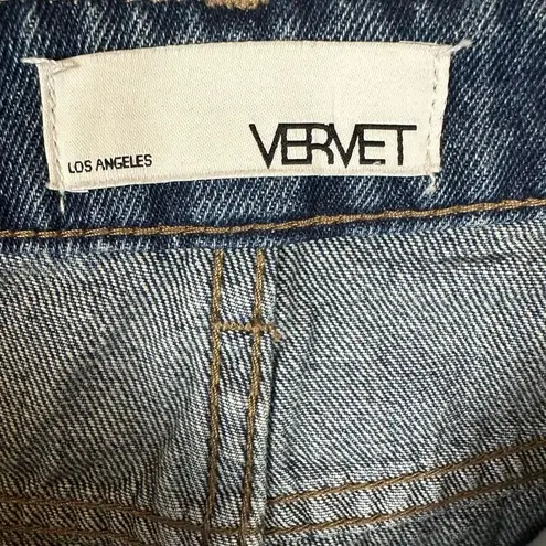 Vervet by Flying Monkey Denim Claudia Skirt Distressed Raw Hem Mini Blue S