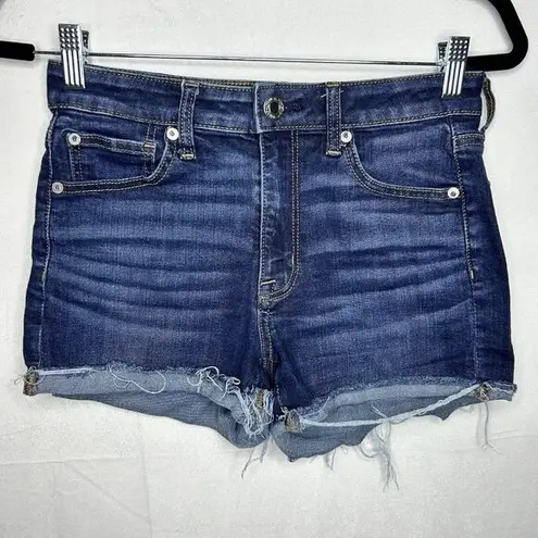 American Eagle  Hi-Rise Shortie Jean Shorts Sz 6 (27x3) Denim Blue Super Stretch