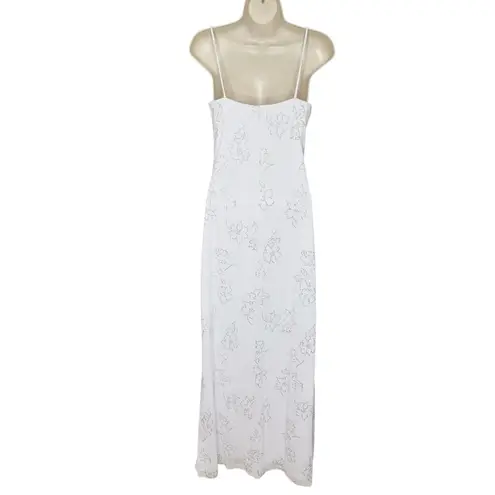 Taboo Elegant White Glitter Floral Maxi Formal Dress Women’s Size L