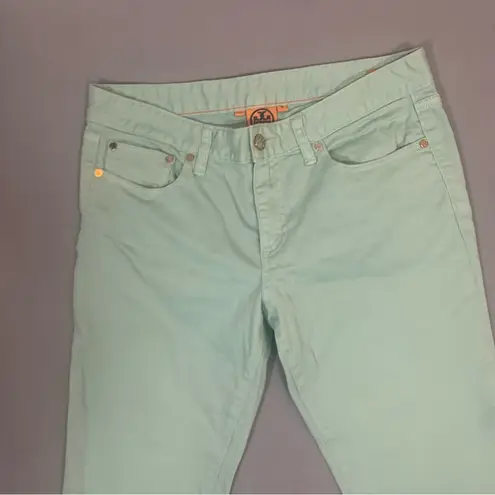 Tory Burch  Mint Alexa Crop Skinny Stretch Jeans Ladies Size 30
