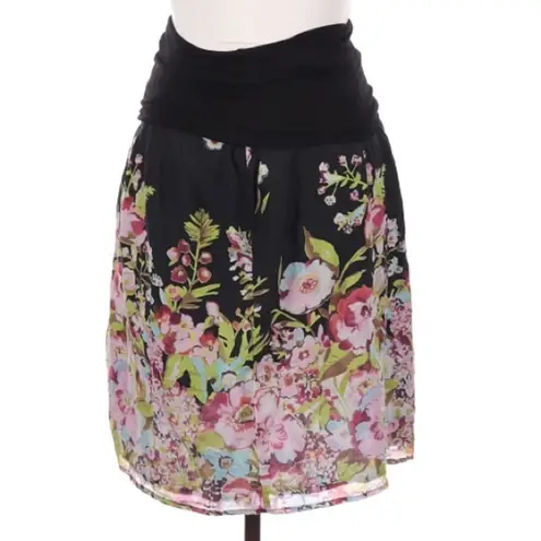 Olian black pink floral maternity skirt large Black Size undefined