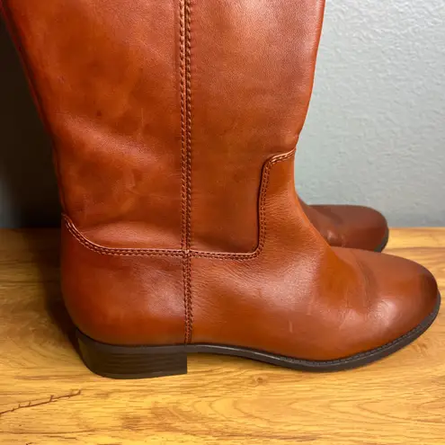 INC International Concepts Fawne Leather Riding Knee High Boots Sz 12 Cognac NEW Brown