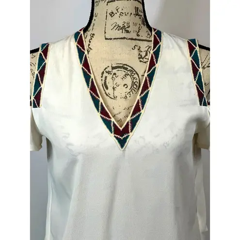 Maje Lisea Cold Shoulder Crepe Top Black White S