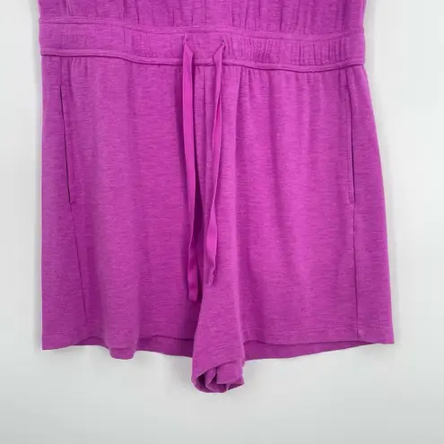 Lou and Grey Women's Scoop Neck Sleeveless Fushia Terry Romper W/ Pockets Large Purple Size XS