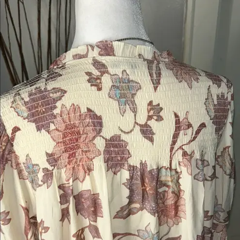 Rose + Olive Cream and Pink Tie Front Blouse