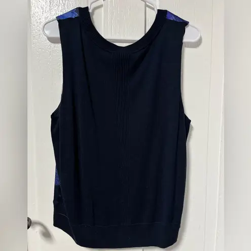 St. John watercolor printed Floral silk panel wool cashmere blend cardigan set XL