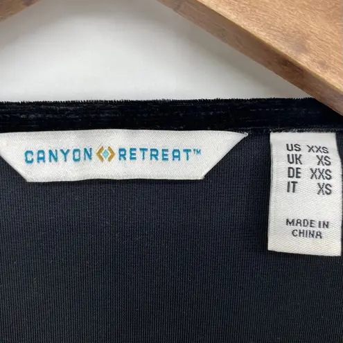 Denim & Co CANYON RETREAT NWOT Crushed Velvet Draped Collar Cardigan Black XXS