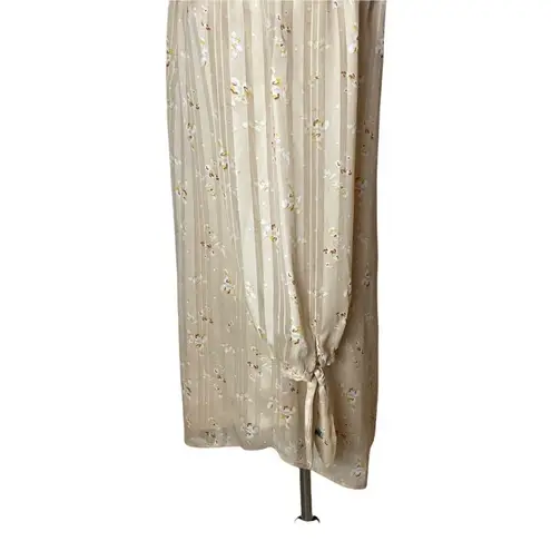 WAYF Cream Off The Shoulder Long Sleeve Floral Print Flowy Tunic Dress L