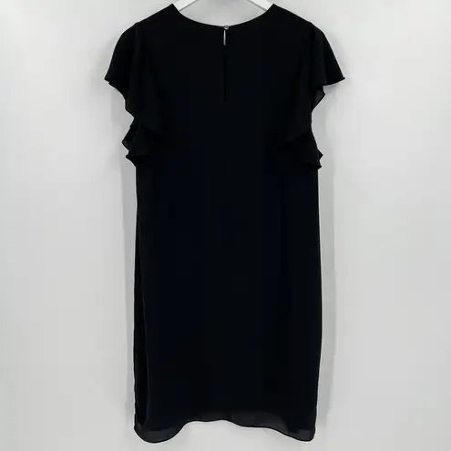 Babaton Aritzia Ruffle Short Cap Sleeves Burt Mini Shift Dress Black Size Large