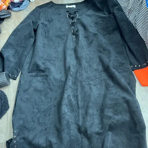 Velvet by Graham & Spencer Raleigh Suede Dress Lace Up Black Size Small S D1319