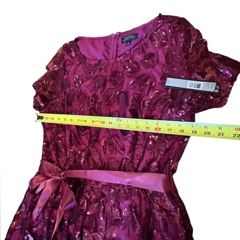 Tahari ASL Short Sleeve Sequin Lace Gown Maxi Dress Women’s Size 16 NEW Purple