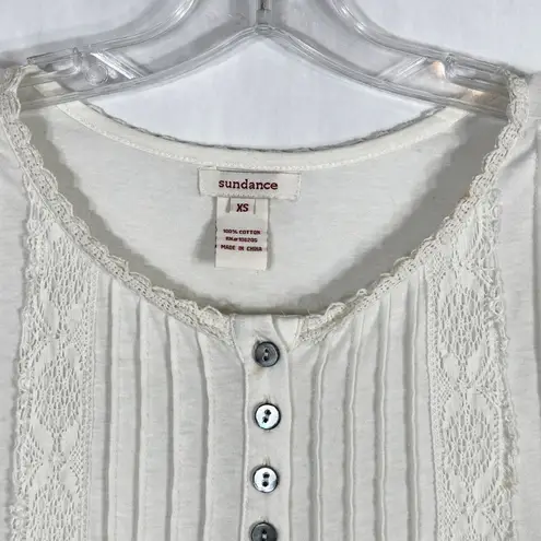 Sundance XS Top White Crochet Trim Scalloped Pearl Buttons Cottage Pioneer 290