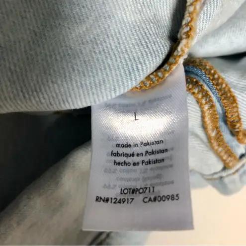 We Wore What NWT Cut Out Denim Mini Skirt Indigo Comfort Super Light Stone Wash L