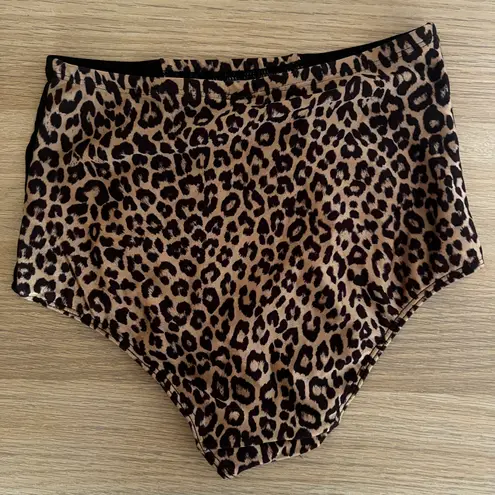 American Apparel Leopard Print & Black Mesh High Waisted Bikini Swimsuit Bottom - Image 6
