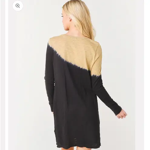 ATM Dip Dye Slub Jersey Long Sleeve Dress SMALL White