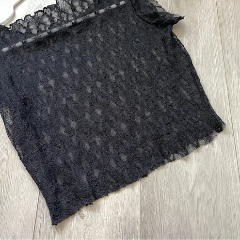 Lace Crop Top high neck sleeveless womens Black (one size) goth dark whimsigoth