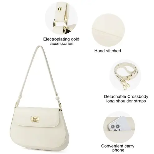 Cluci Vegan Leather White Hobo Shoulder Bag NWOT