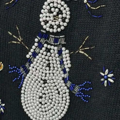 Carolyn Taylor Vintage Holiday embroidered crochet Small Cardigan Sweater Vest