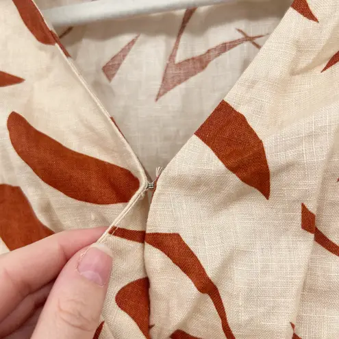 ASTR The Label Womens Abstract Linen Blend Nirina Cropped Faux Wrap Top Size S Tan