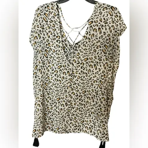 Black and Brown Leopard Print Swim Coverup Size undefined