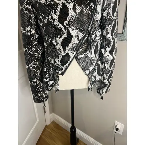 TOV faux leather snakeskin cropped jacket