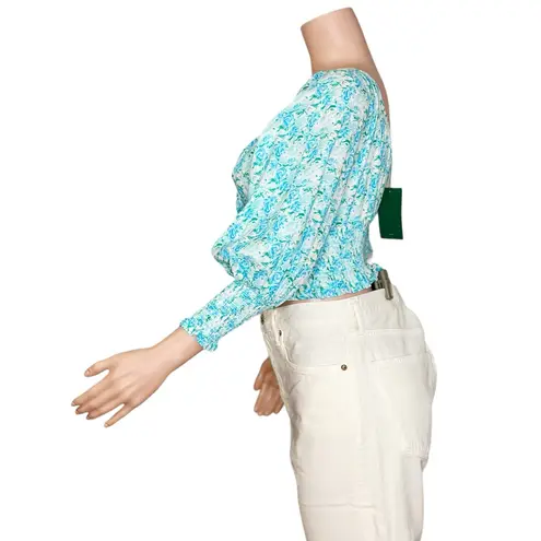 RIXO LONDON Helena Blouse, Italian Floral & Blue Green, XS White