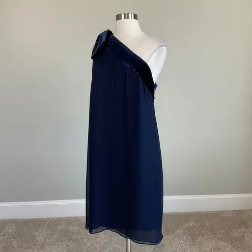 Ralph Lauren  Women's Cocktail Dress Size 4 Blue Chiffon One Shoulder Shift