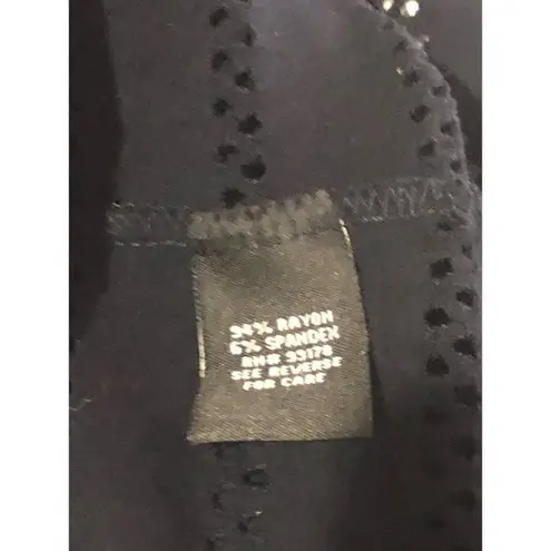 Premise Studio Womens Elbow Sleeve Crochet Open Front Cardigan Black Small NWT